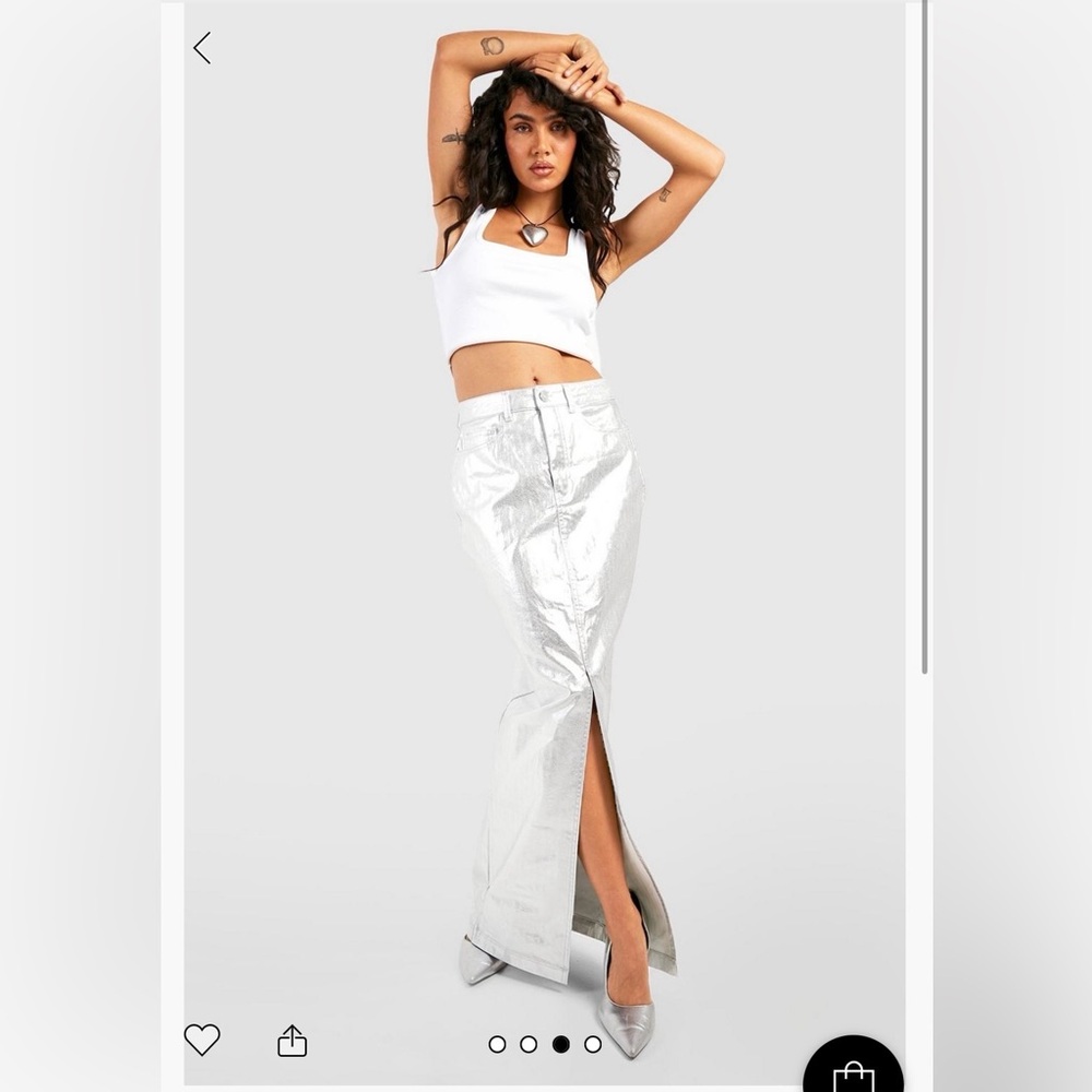 Silver Metallic Maxi Skirt